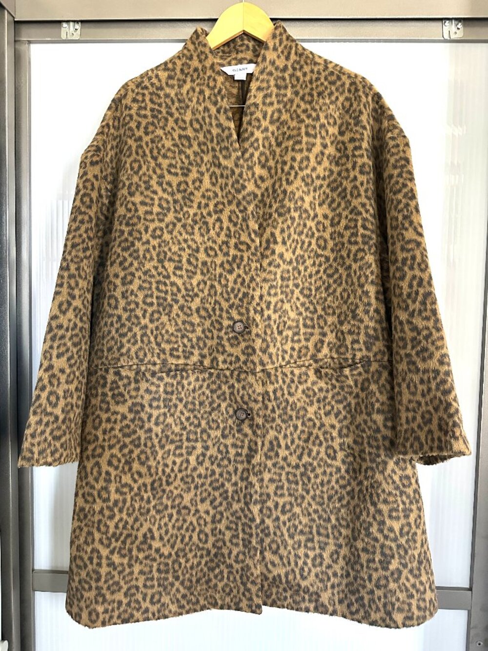 Old Navy Leopard Print Wool Blend Coatigan Coat XXL Brown Tan Oversized
